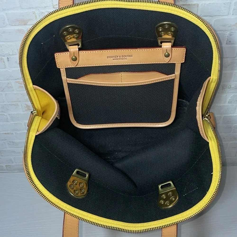Dooney & Bourke Alma Leather Canvas Satchel Handbag Purse with Removable Strap